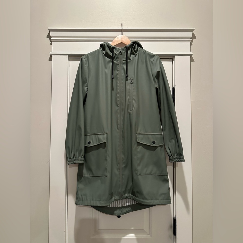 Zara green rain jacket, size medium